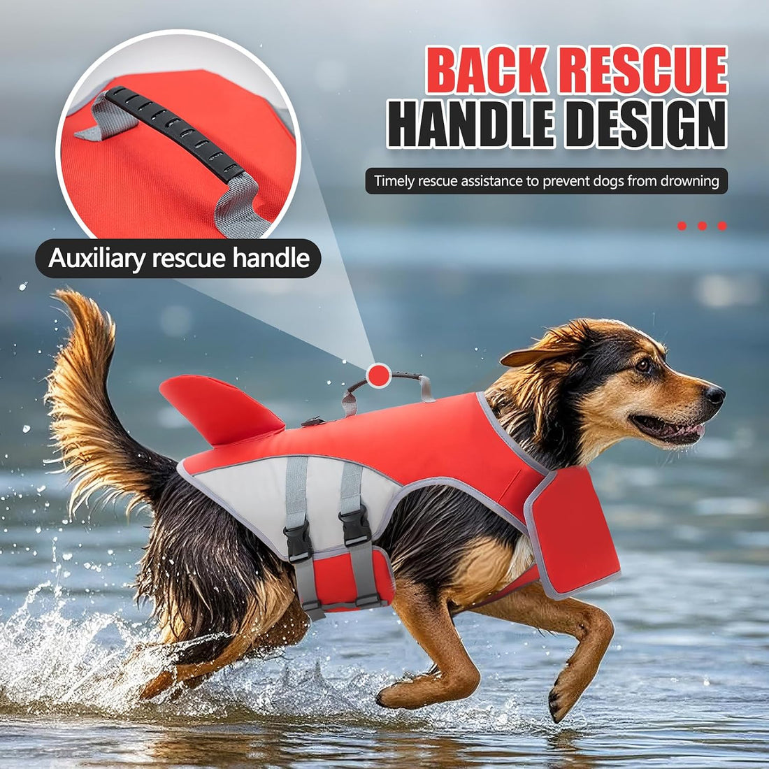 Dog Life Vest with Chin Float, High Buoyancy Dog Swim Jacket