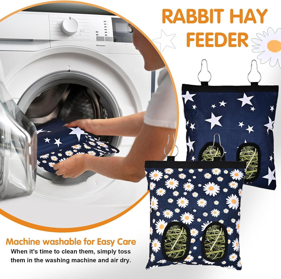 Upgraded Rabbits Hay Feeder Bag for Bunny, Guinea Pigs, Chinchillas