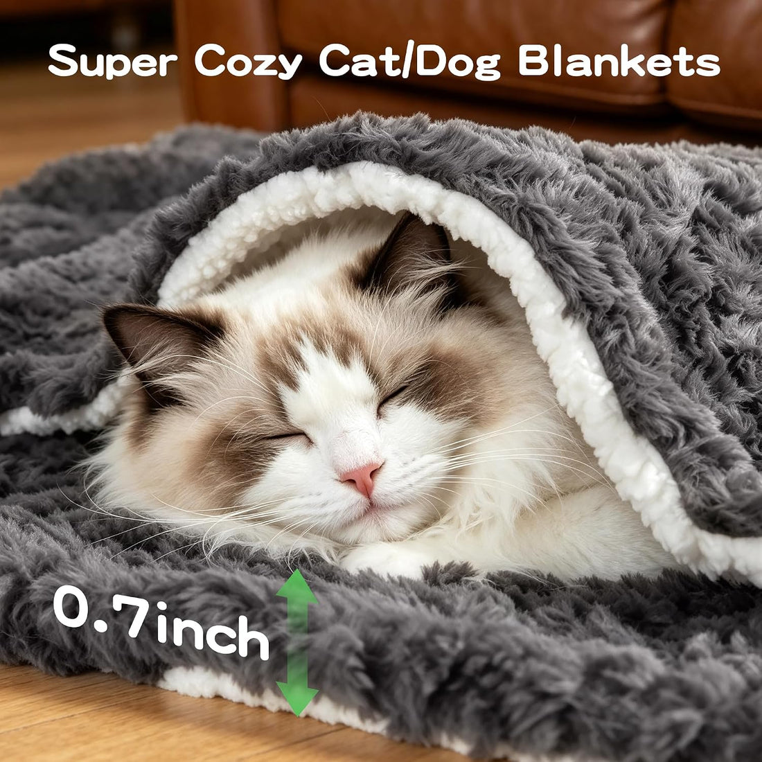 Cat Blanket for Indoor Cats, Soft Faux Fur & Sherpa