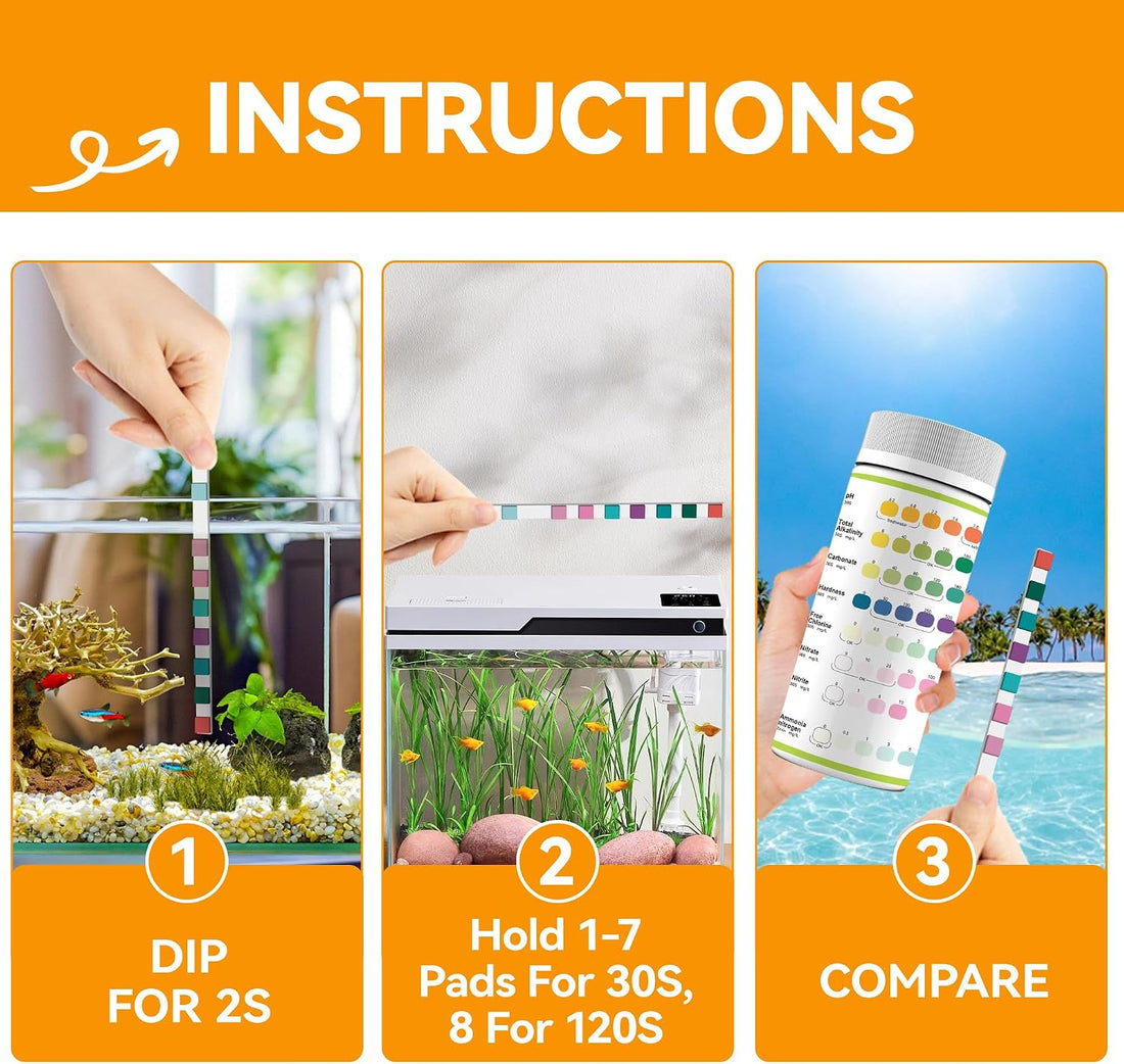 175-Count 8-Way Aquarium Test Strips with Ammonia-Fish Tanks&Ponds