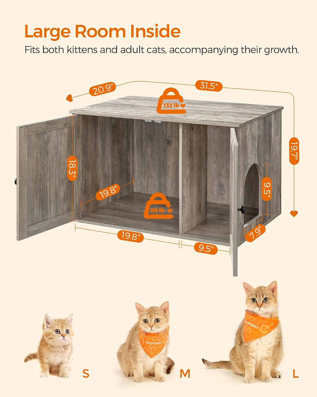 Feandrea Cat Litter Box Enclosure