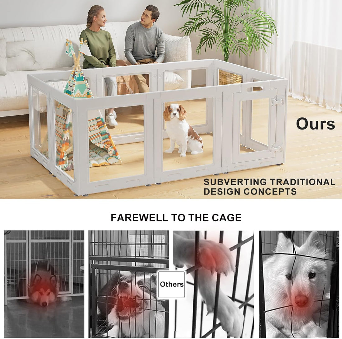 Clear Acrylic Dog Playpen with Door,23.6" Puppy Playpen,Easy Assemble