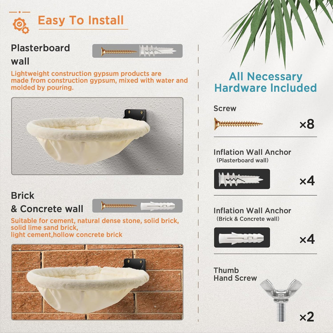 JUNSPOW Cat Hammock Wall Mounted