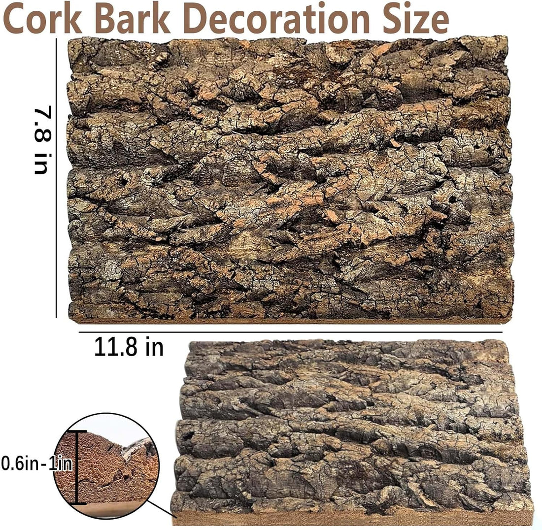 2PCS 11.8"x7.8" Natural Thickened Reptile Cork Bark Terrarium