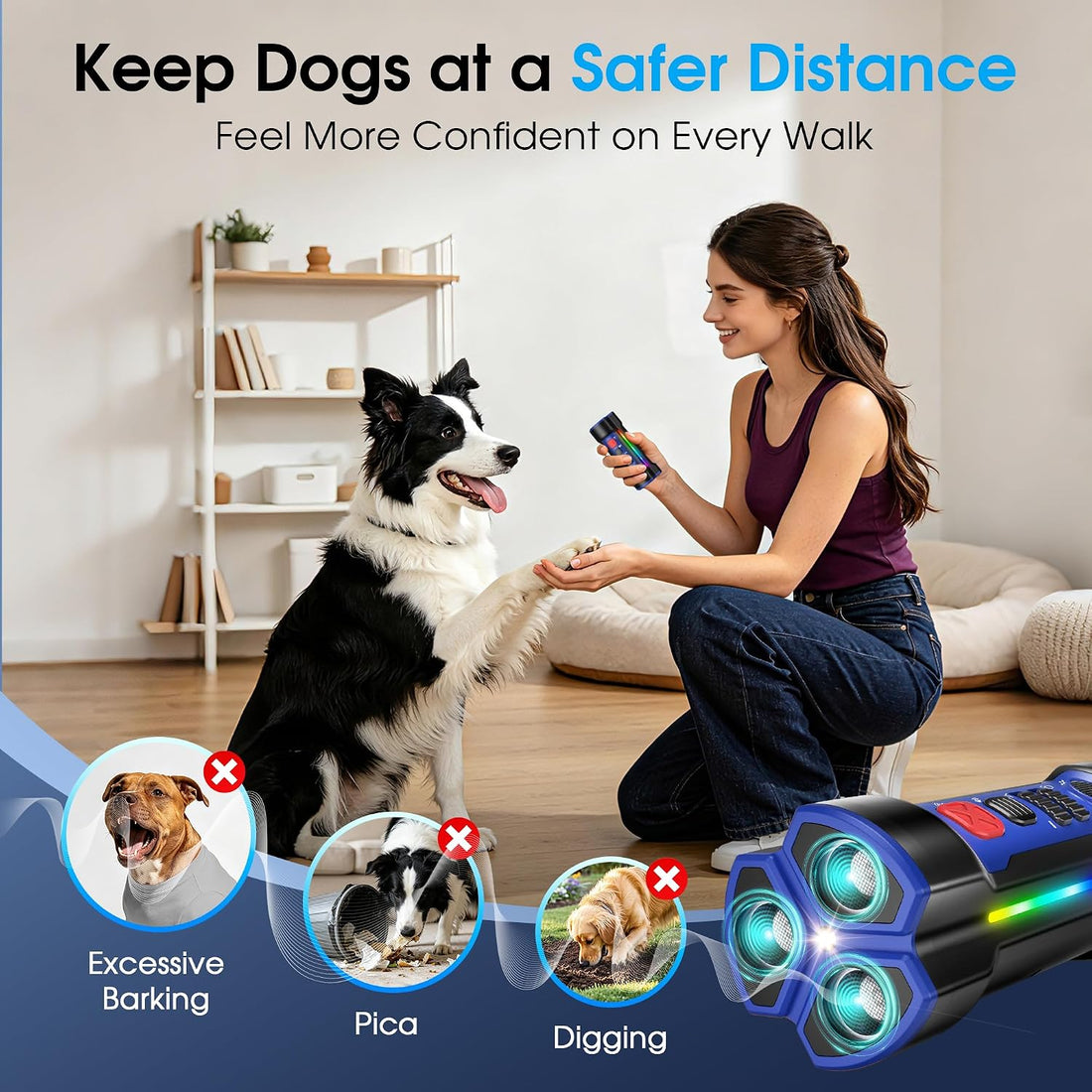Ultrasonic Dog Bark Deterrent Devices (Blue)
