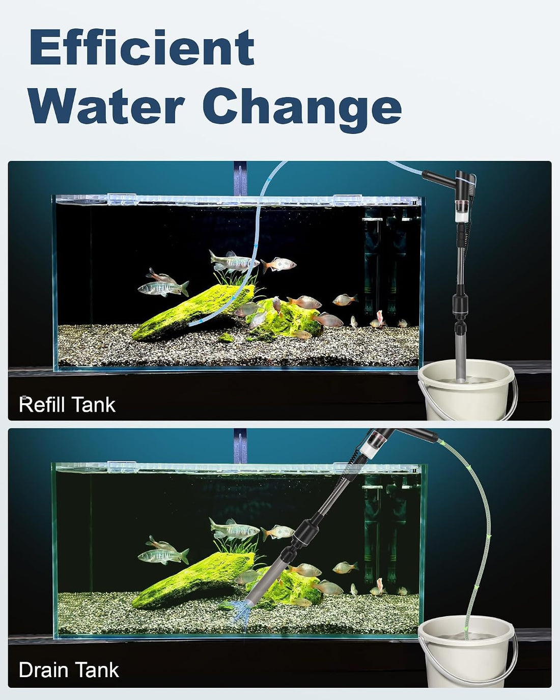 Gravel Vacuum for Aquarium Fish Tank Cleaner Siphon Pump Water