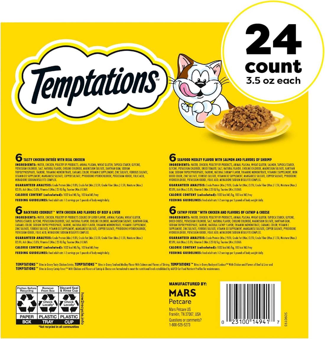 Temptations Bites in Gravy Wet Cat Food, Variety Pack, 3.5 oz