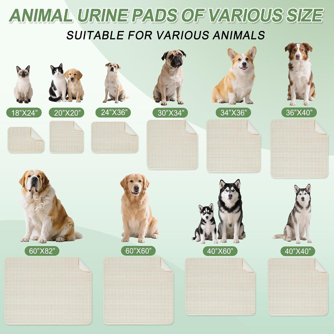 Washable Pee Pads for Dogs Puppy Pad, Cream White 40”x40” 2 Pack