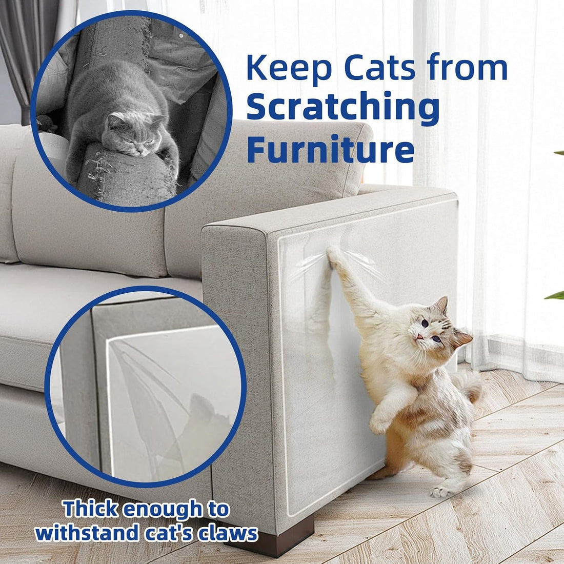 TOOSOFt Anti Cat Scratch Furniture Protector Clear Thicken Vinyl