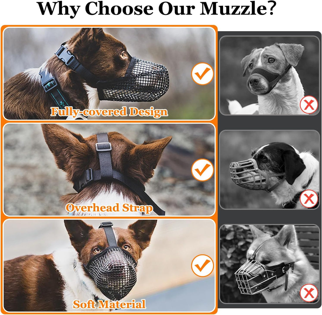 Crazy Felix Mesh Covered Dog Muzzle for Small Medium Large Dog Anti