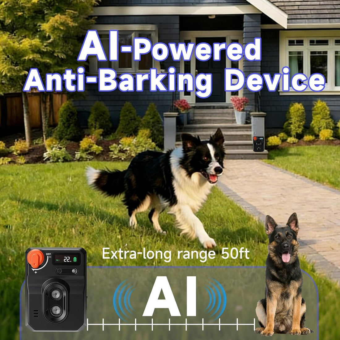 Ultrasonic Dog Bark Deterrent Device - Anti Barking Device for Dogs