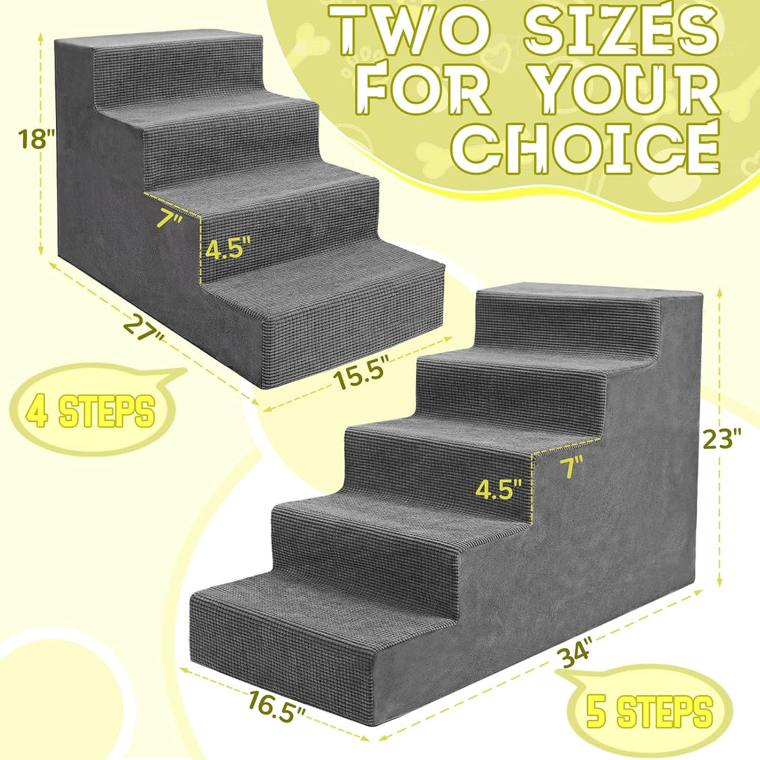 Niubya Dog Stairs for Small Dog and Cats,23”H Non-Slip Bottom Pet
