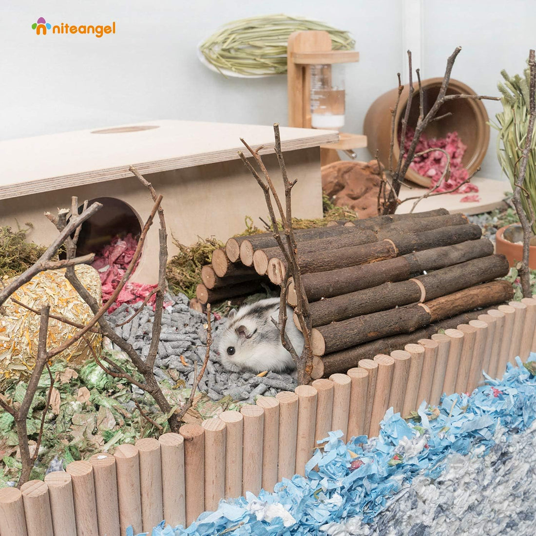 Niteangel Wooden Ladder Bridge, Hamster Mouse Rat Rodents Toy