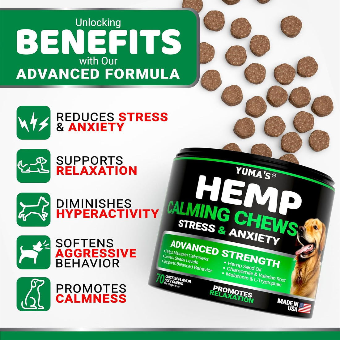 Advanced Calming Chews for Dogs - Hemp Dog Calming Chews