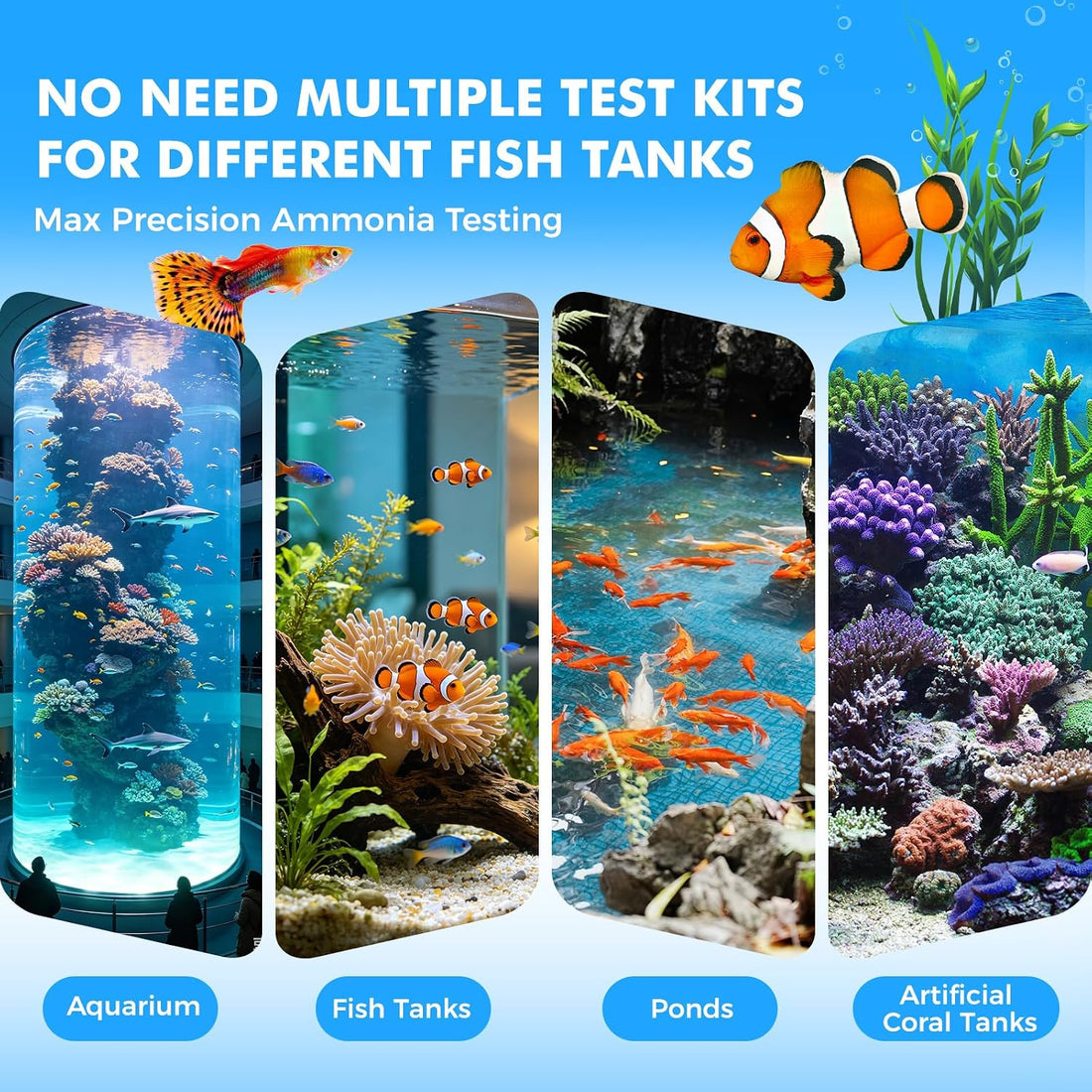 EASYTEST 8-Way Aquarium Test Strips with Ammonia