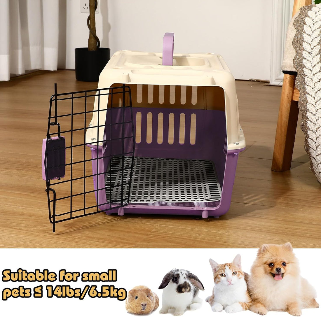 2 Set Hard Plastic Pet Carrier Breathable Dog Cat