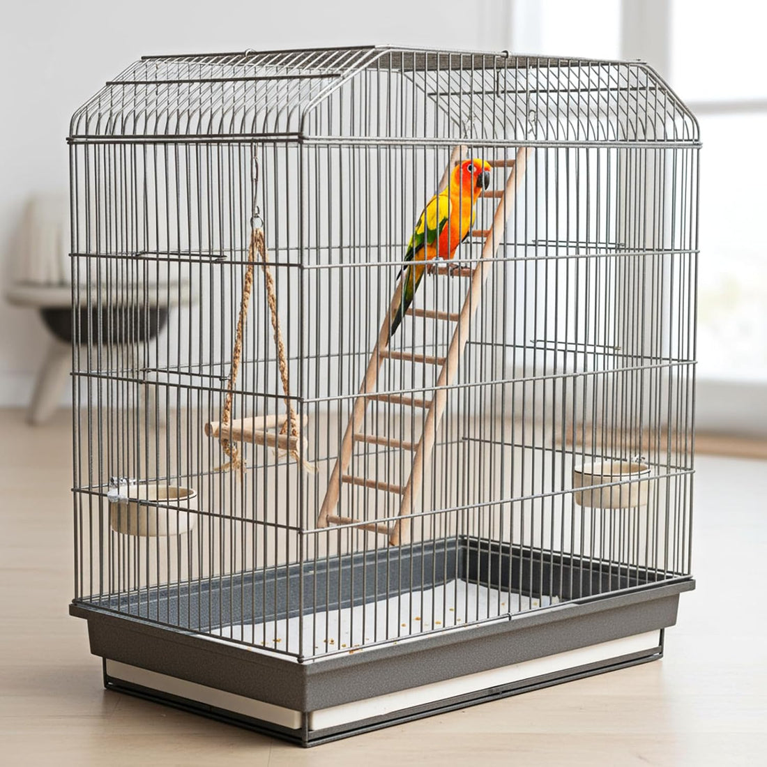 Bird Ladder for Cage, 3 PCS Bird Cage Ladder Wooden Hanging Parrot