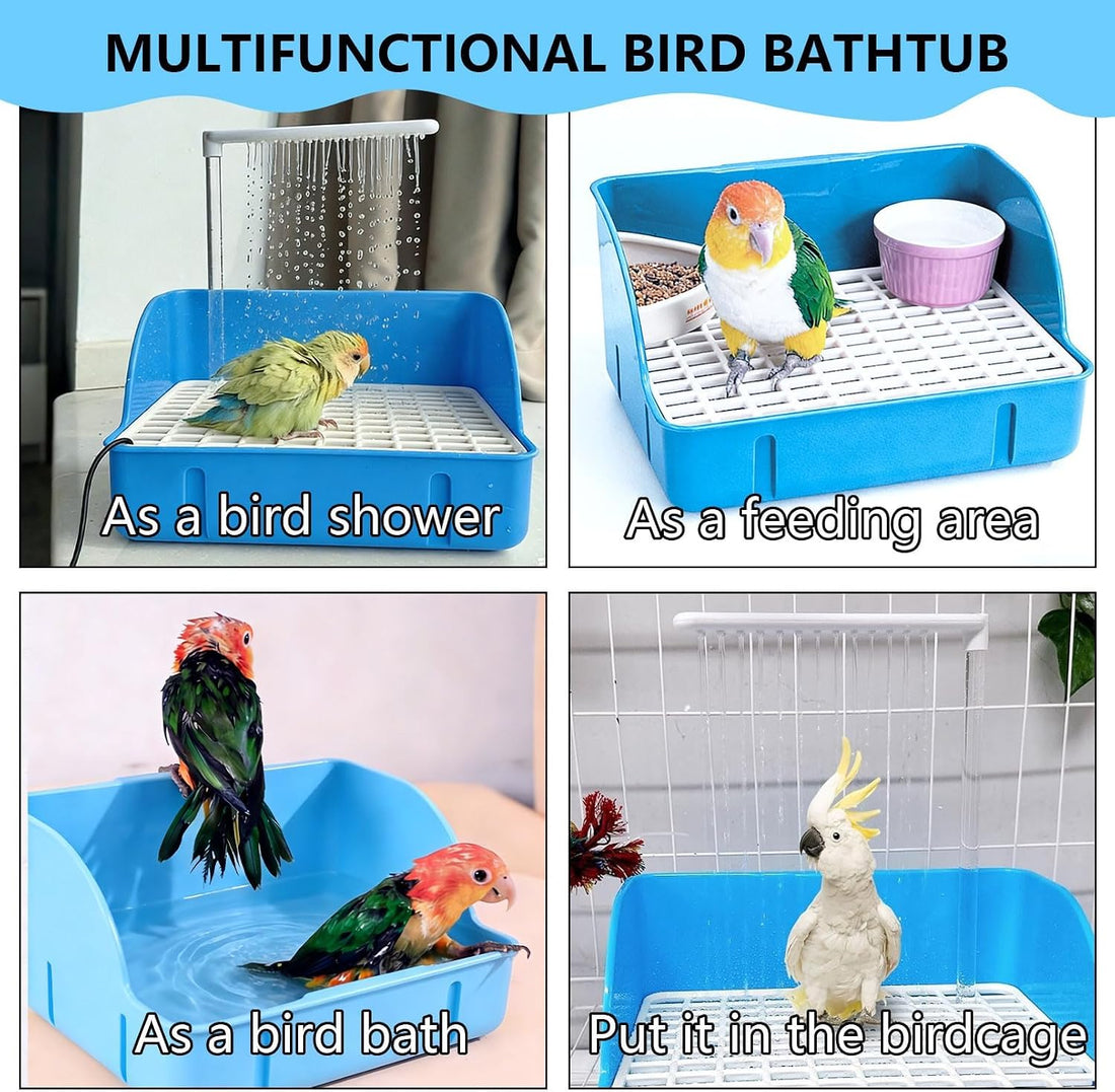 Automatic Parakeet Bird Bath Shower with Pump,Large Bird Bathtub