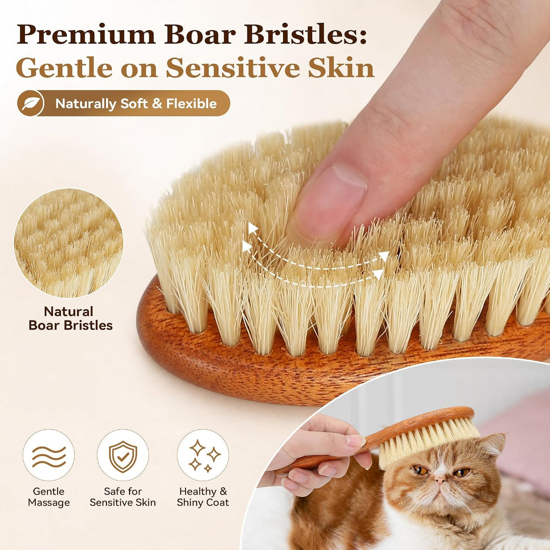 DEBETOOL Soft Cat Brush and Comb Set for Short Haired Cats