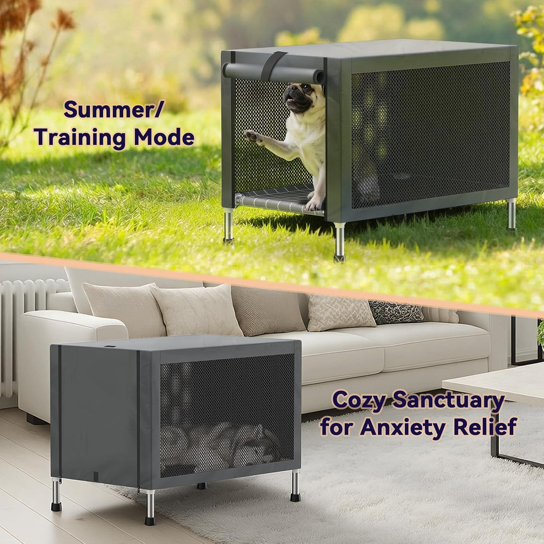 Medium Elevated Dog Crate with Removable Cover
