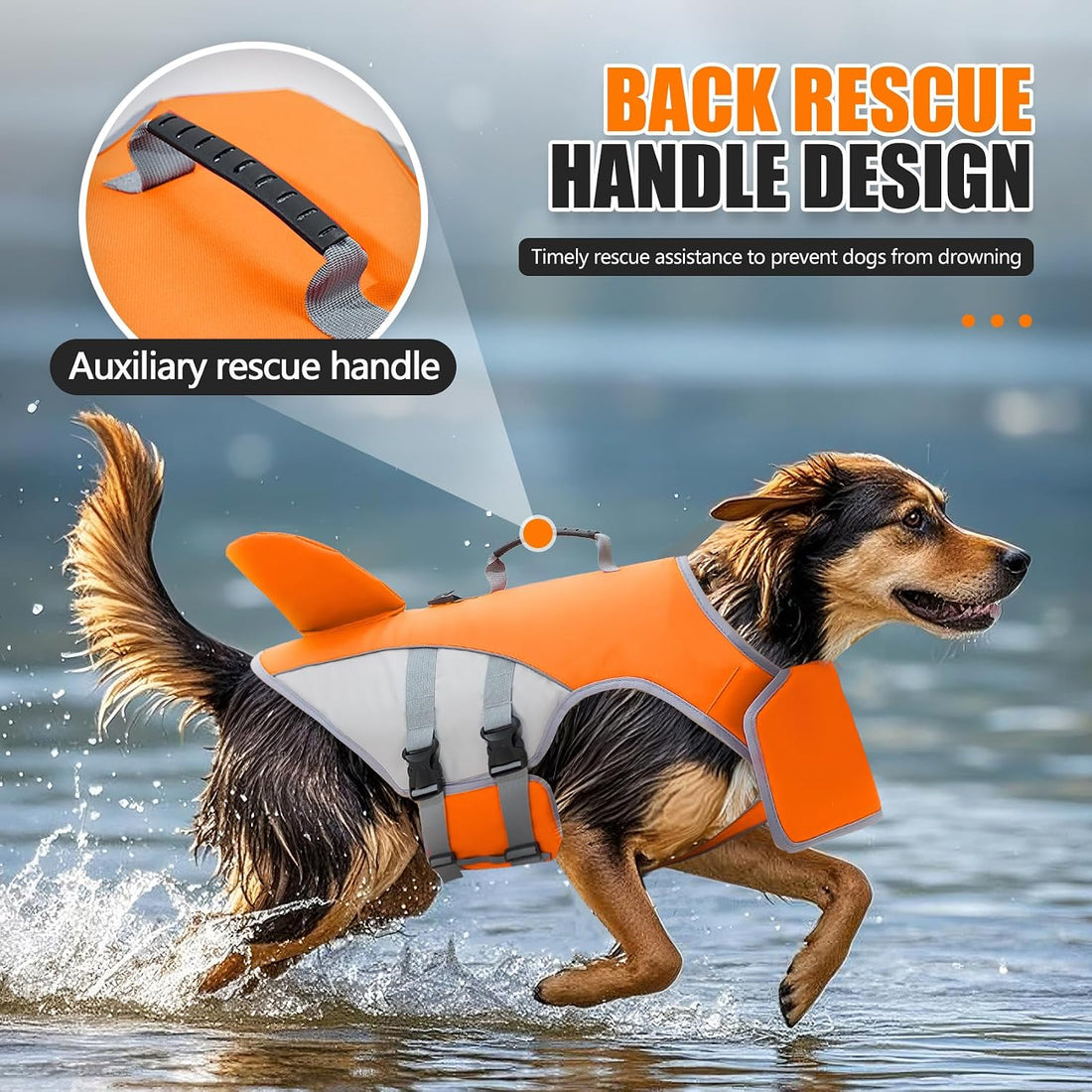 Dog Life Vest with Chin Float, High Buoyancy Dog Swim Jacket