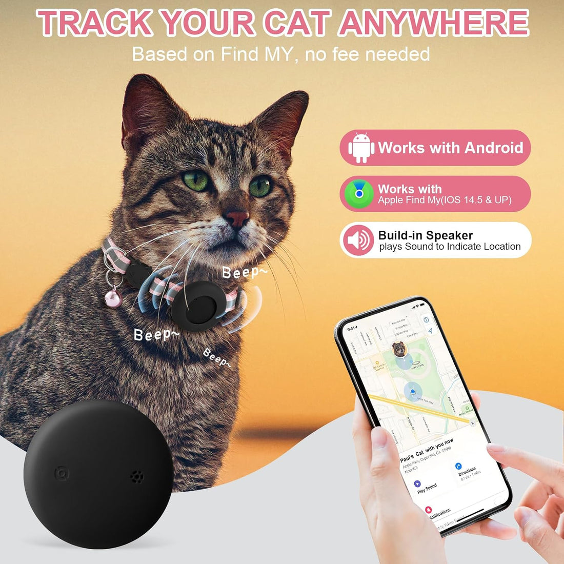 Cat Tracker with Collar Breakaway
