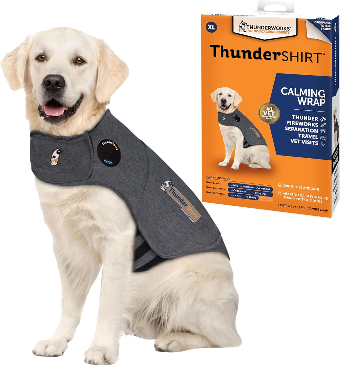 ThunderShirt for Dogs Calming Anxiety Vest, Medium, Heather Gray