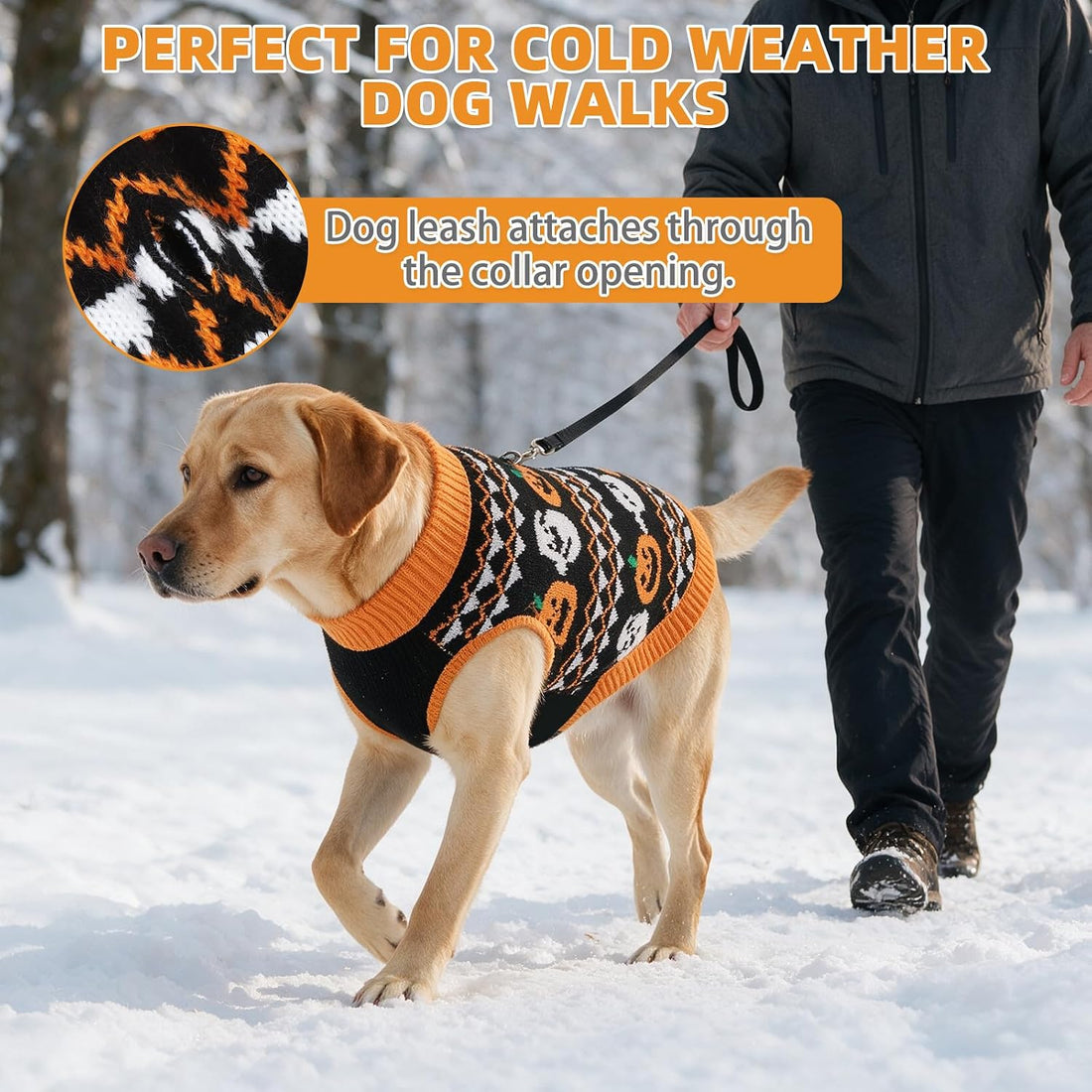 KOOLTAIL Halloween Dog Sweater, Cold Weather Pullover Classic Knitwear