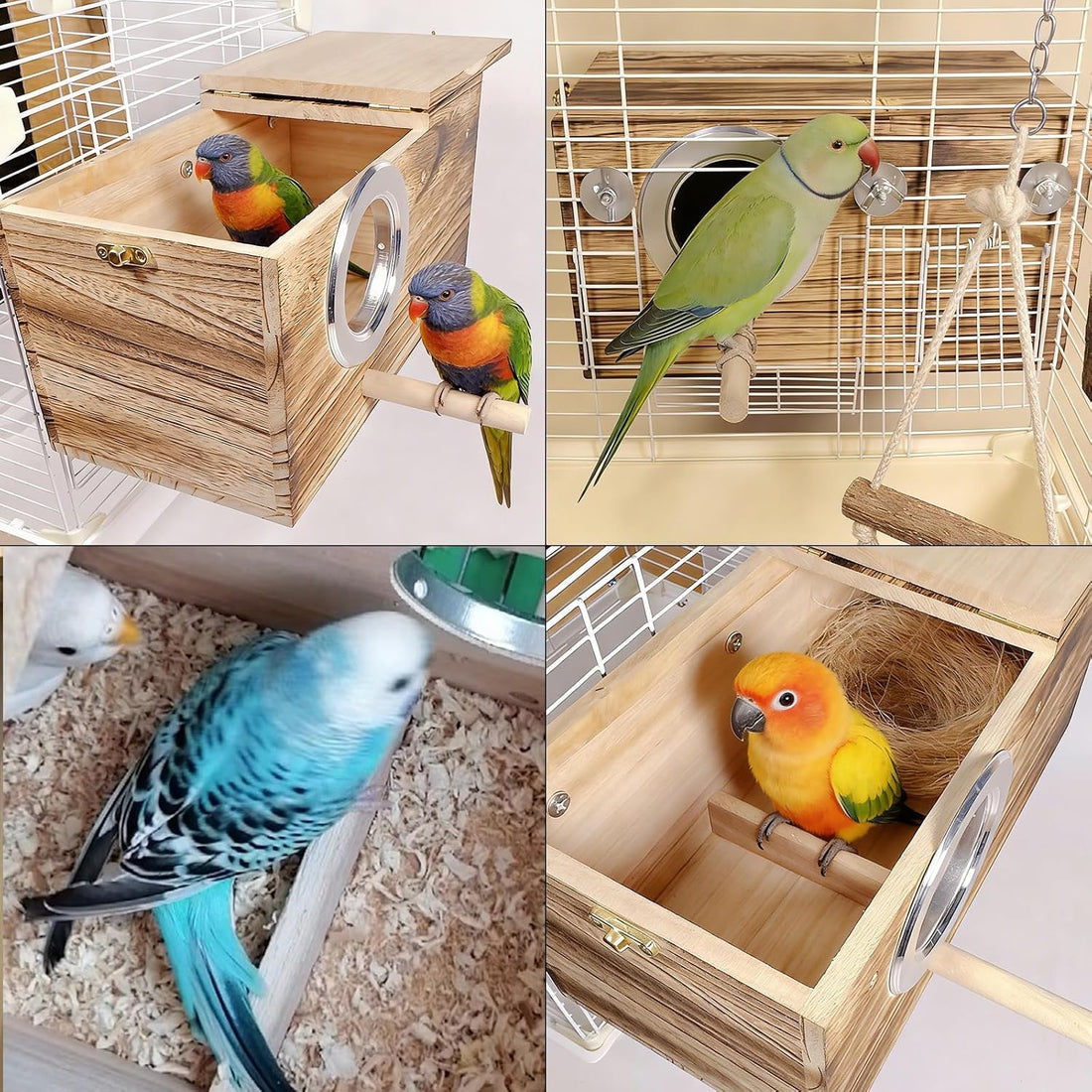 kathson Parakeet Nesting Box,Wooden Cockatiel Breeding Mating