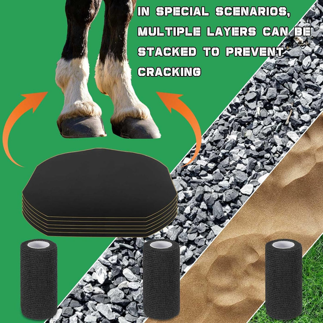 15 Pack Horse Hoof Tape with 3 Rolls of Vet Wrap