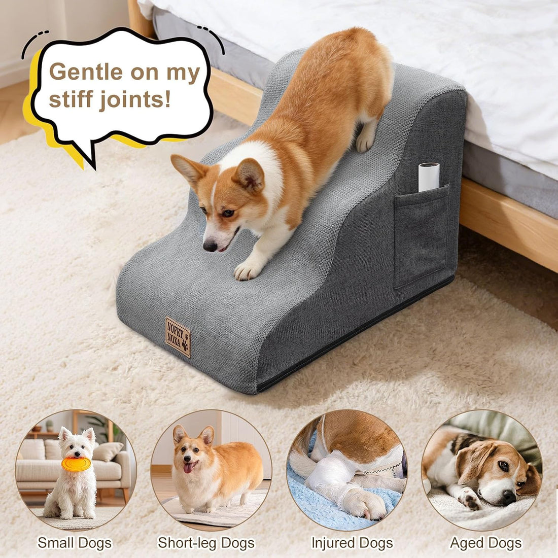 3-Step Dog Stairs for Small Dogs & Cats