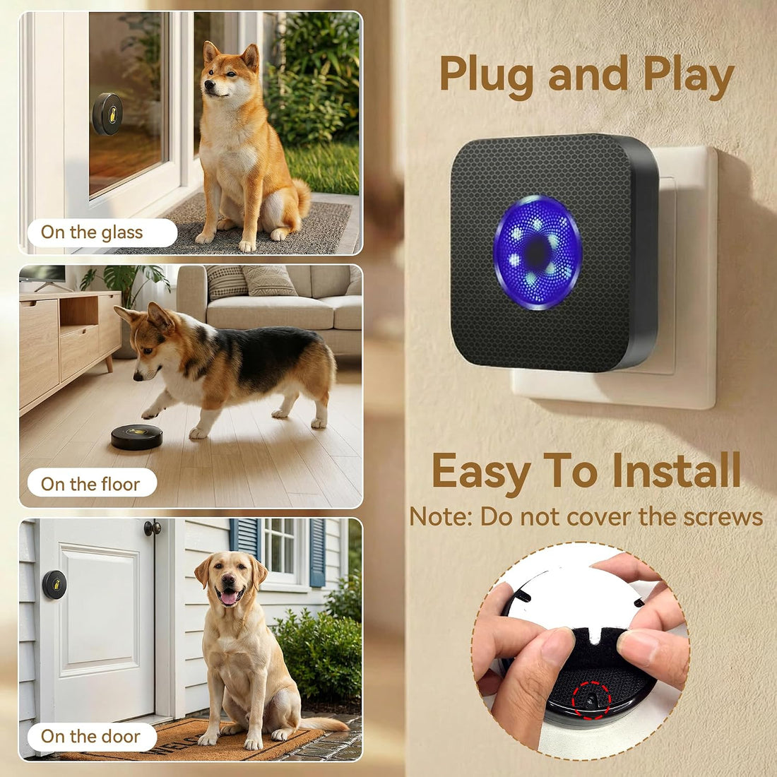 TECKNET Dog Door Bell, Dog Bells to Go Outside with 55 Melodies
