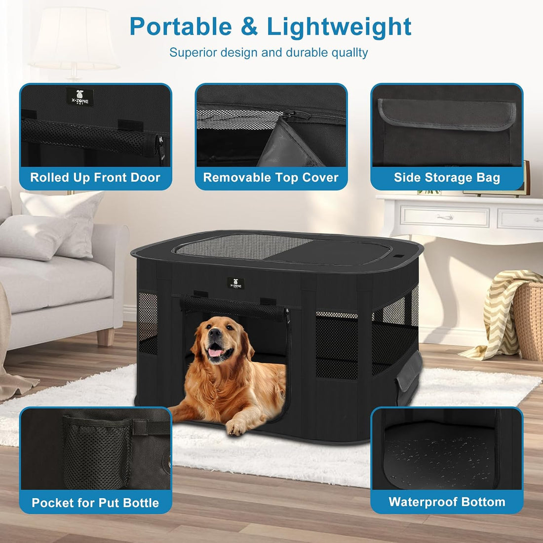 X-ZONE PET Dog Playpen, Puppy Cat Play Pen Portable Foldable