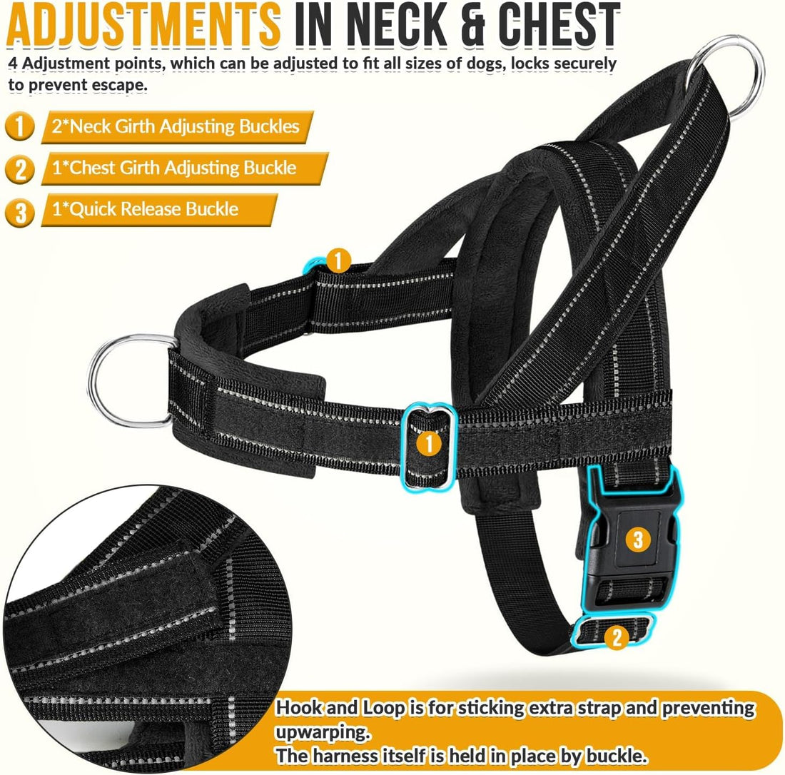 Lukovee No Pull Dog Harness and Leash Set, Soft Padded, with 5ft Leash