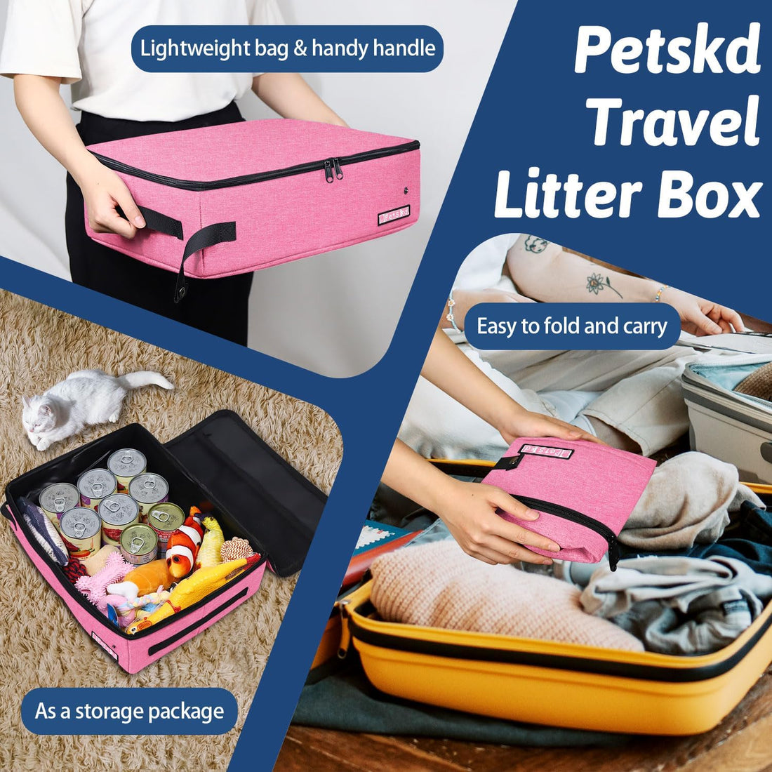 Petskd Portable Cat Travel Litter Box with Lid