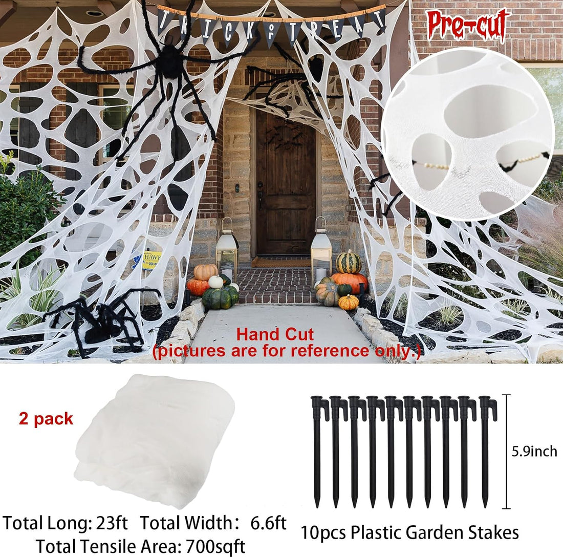 Runleo 2 Pack Giant Spider Webs Halloween Decorations Outdoor Beef