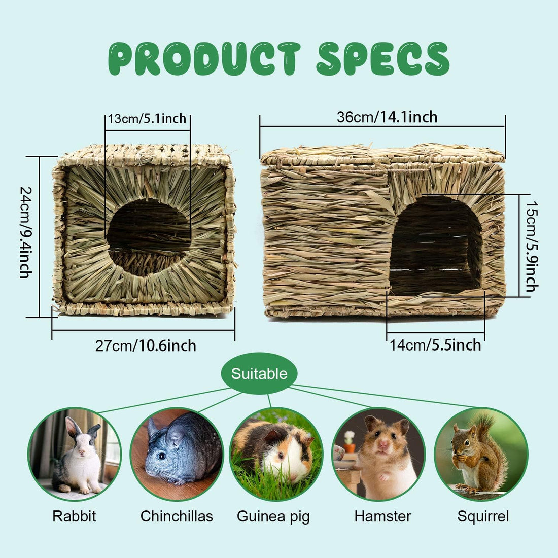 BWOGUE Extra Large Grass House for Rabbits