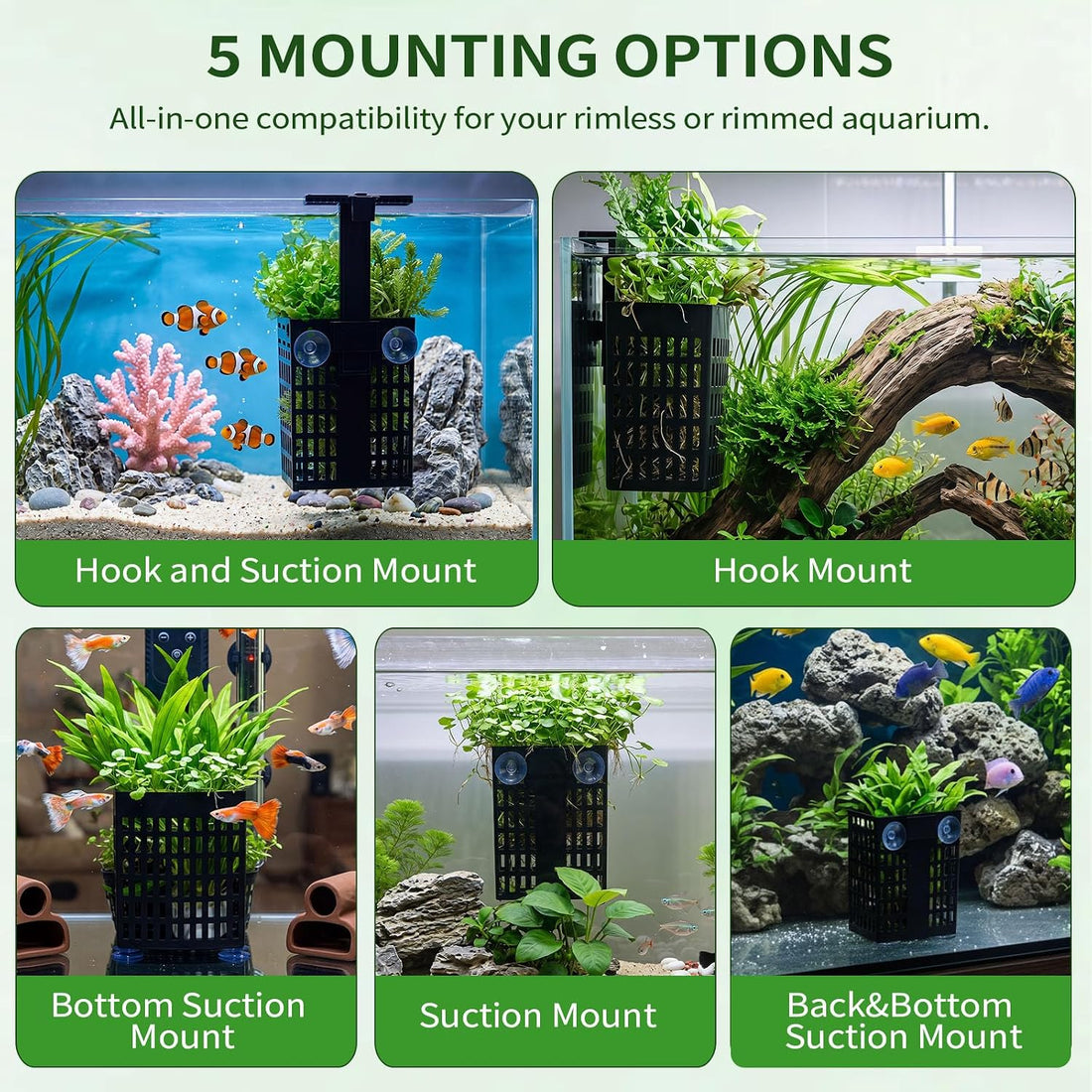 Upgraded Adjustable Aquarium Plant Holder,2 Pack Black