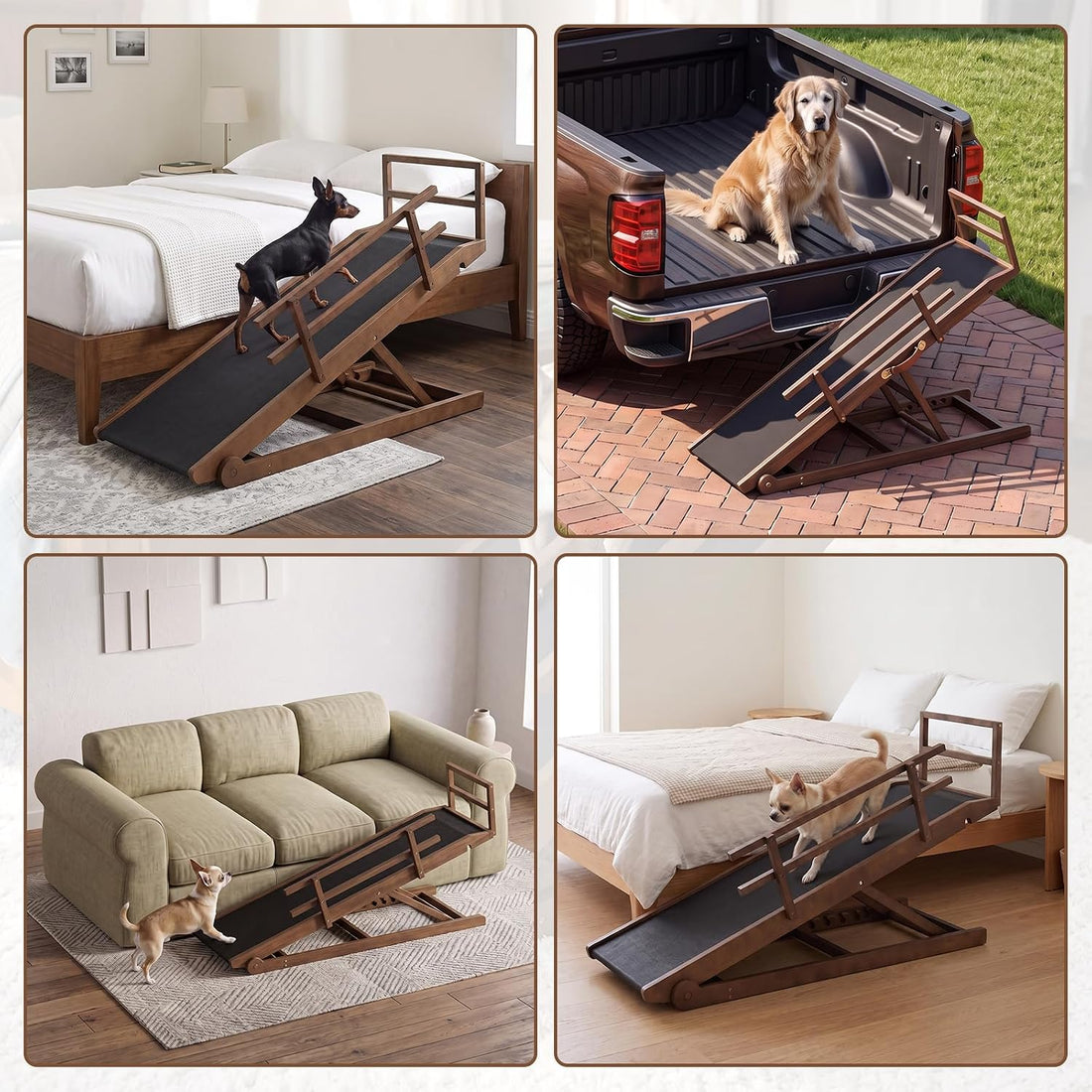 Dog Ramp for Bed & Couch, Foldable Wooden Pet Ramp