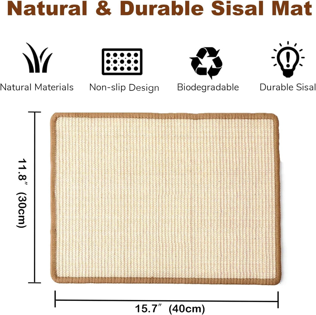 2PCS Rabbit Scratching Mats, Natural Sisal Bunny Scratch Pad, 16x12in