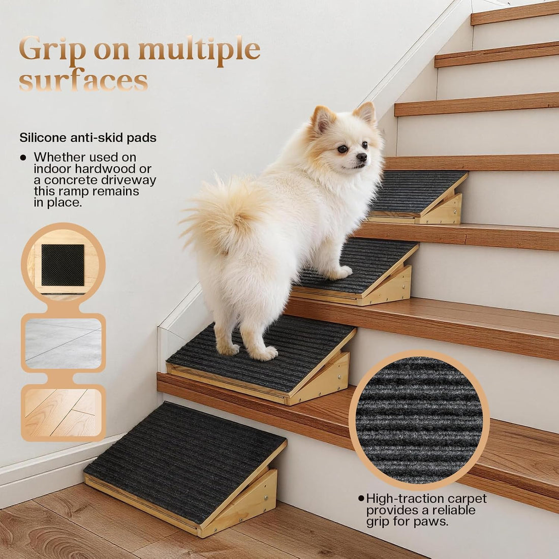 Adjustable Dog Ramp for Stairs with 3 Heights