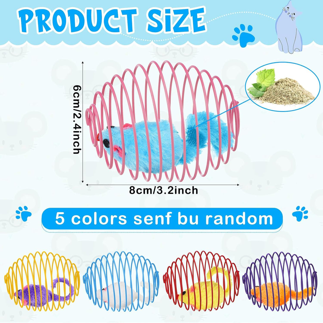 Jecery 5 Pcs Cat Toys Spring