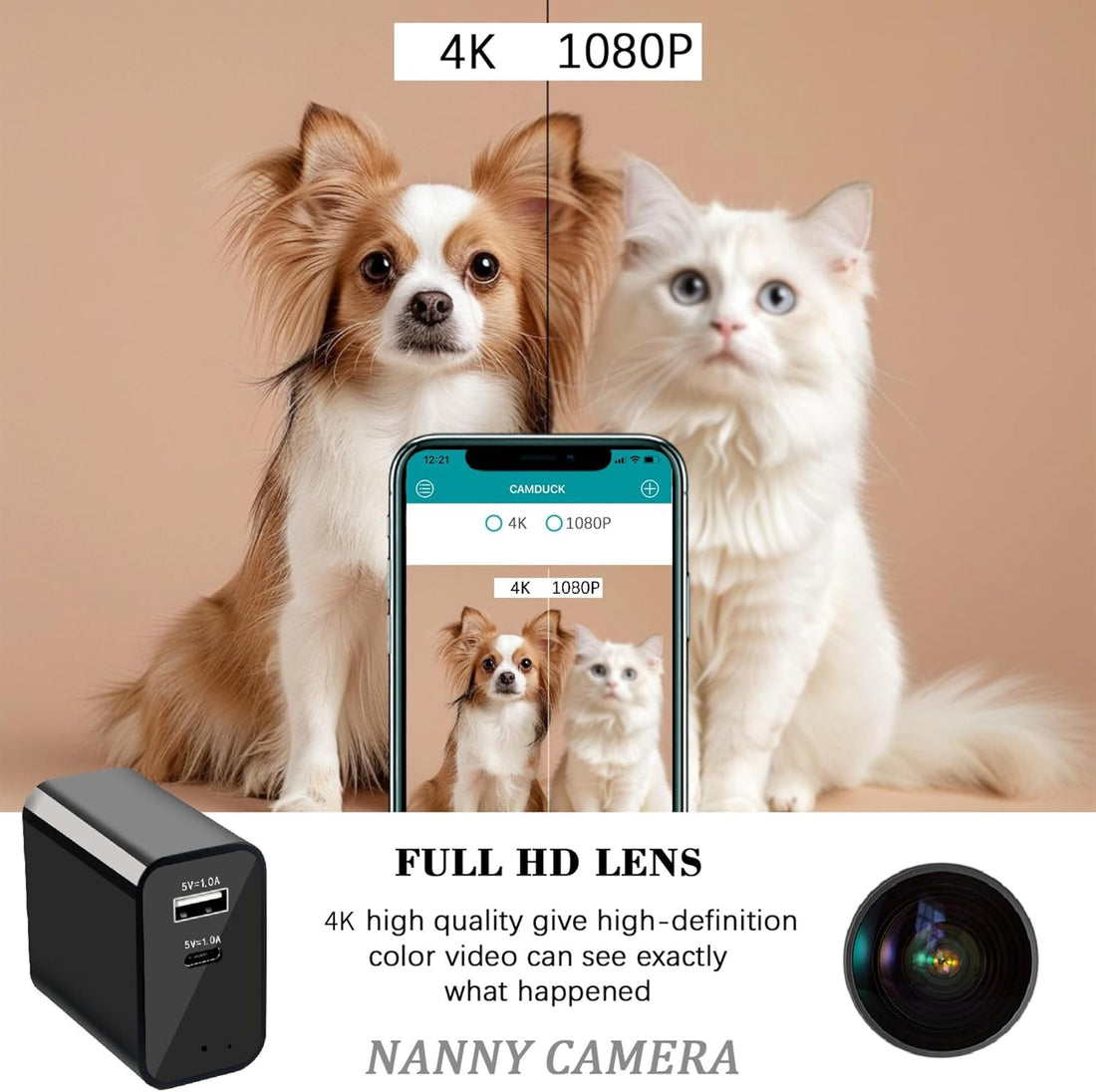 2026 Upgrated 4K Charger Camera,Indoor Security Camera