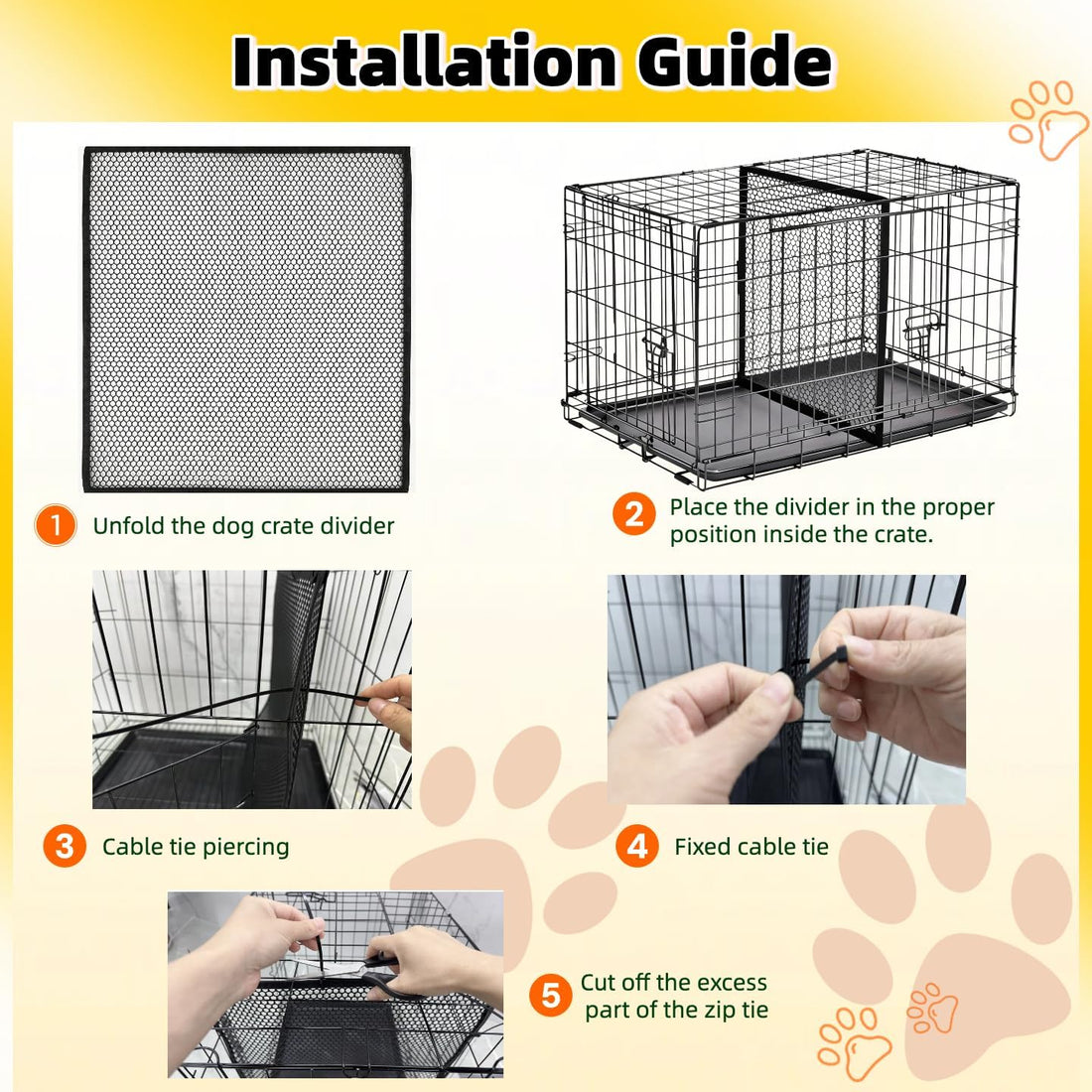 Thick Adjustable Dog Crate Divider for 36" Crate, 24"x22.5"