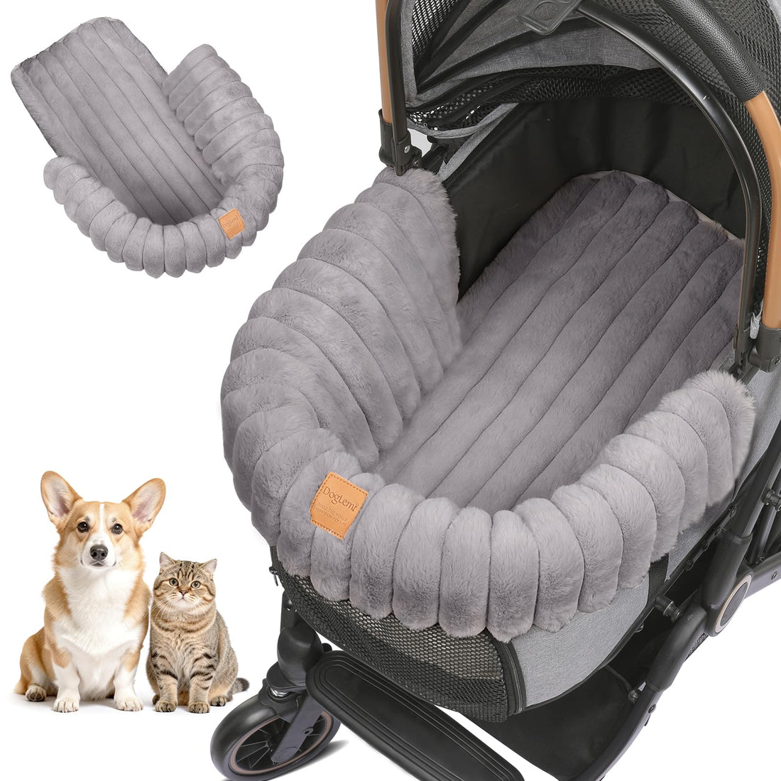GTPLAYER Pet Stroller Mat, Plush Quilted Dog & Cat Stroller Liner Pad