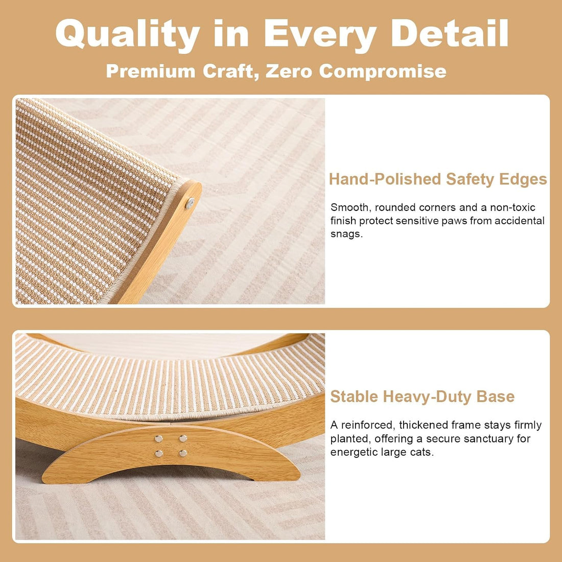 Large Cat Scratcher Bed, Cat Hammock with Sisal Scratch Pad