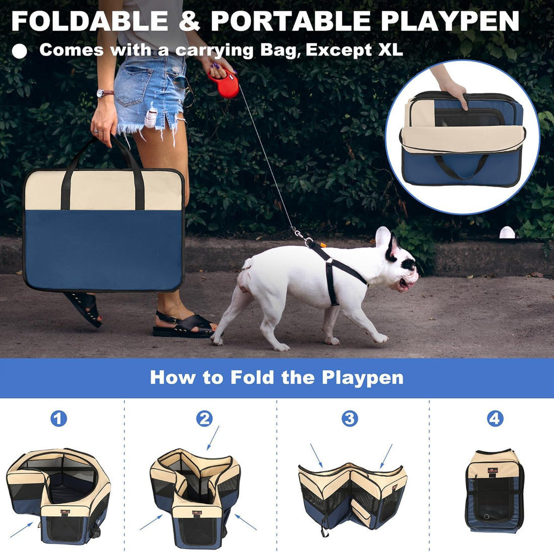 Aivituvin Dog Playpen, Foldable Pet Play Pens with Carrying Bag
