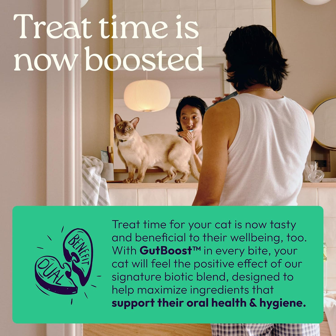 WellJoy Dental Cat Treat + Teeth Cleaning, Calcium, GutBoost, 120ct