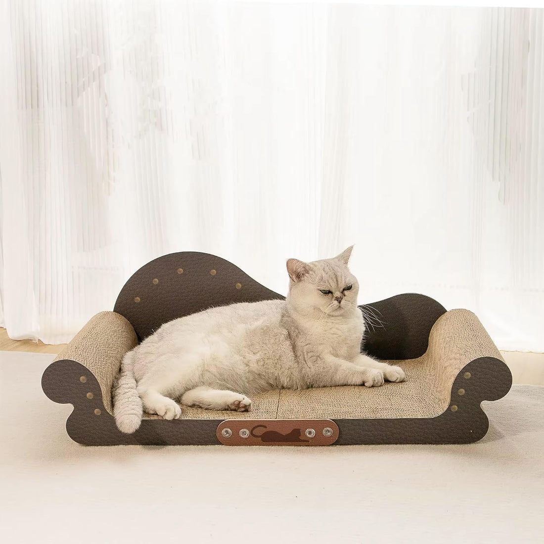 MeowHaus Modern Cat Scratcher Sofa, Cardboard Lounger