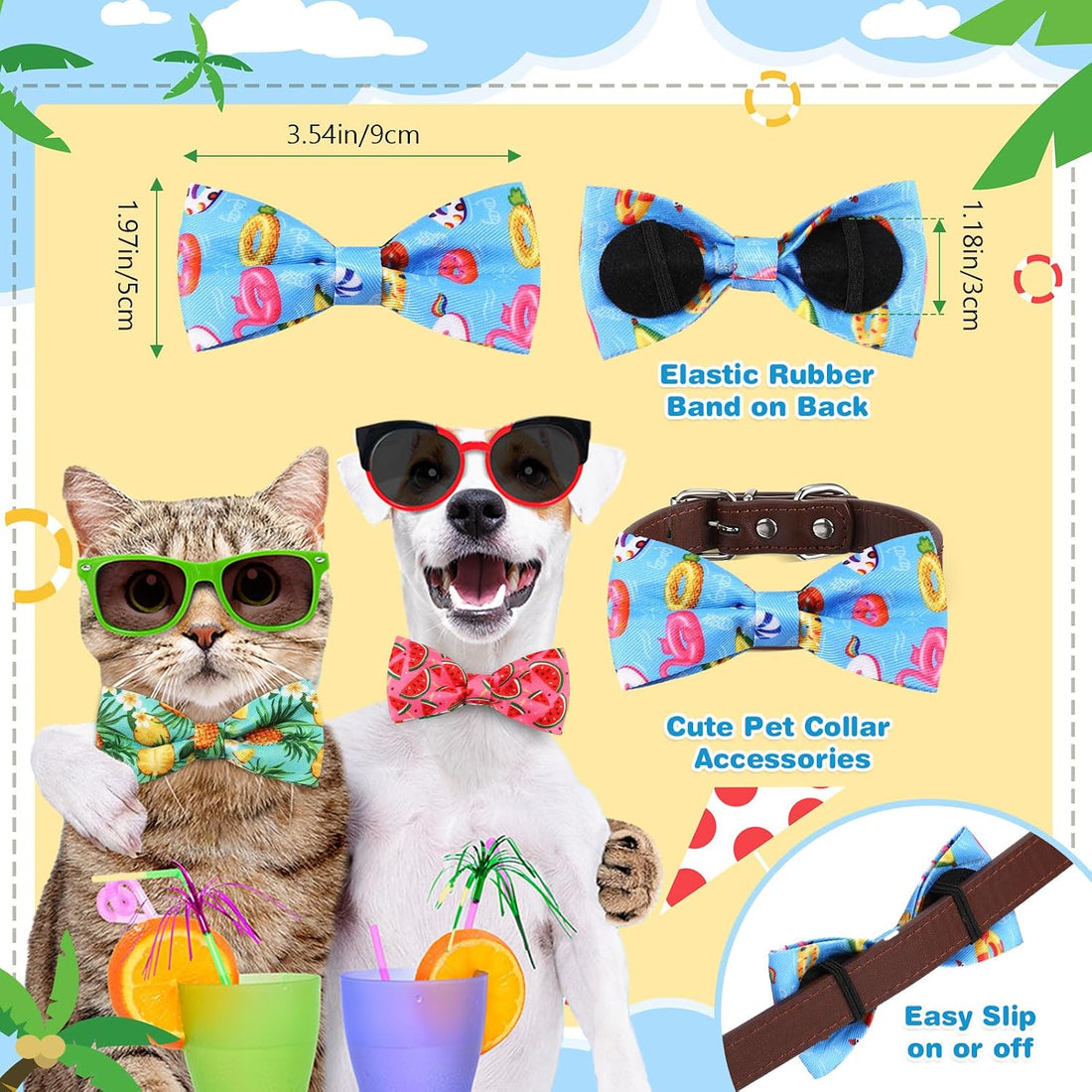 Talltalk 30 Pcs Fall Dog Bow Ties Fall Style, Pet Collar Bows for Cats